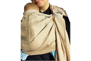 Shabany® - Ring Sling Tragetuch - 100% Bio Baumwolle - Babybauchtrage für Neugeborene Kleinkinder bis 15 KG - inkl. Baby Wrap Carrier Anleitung - sandbraun (soil)