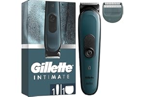 Gillette Intimate Tondeuse Intime Homme I3, Sabot Pour Peau Sensible Et Lames En Métal Inusables, Tondeuse Electrique Etanche Avec Système Skinfirst, Jusqu’à 80min D’Autonomie