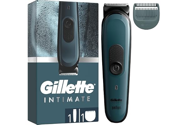 Gillette Intimate Tondeuse Intime Homme I3, Sabot pour Peau Sensible Et Lames en Métal Inusables, Tondeuse Electrique Etanche avec Système Skinfirst, Jusqu’à 80min D’Autonomie