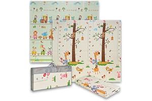 Buddy Baby - Tappetino da gioco per bambini, XXL, 180 x 200 cm, double face, resistente, imbottito, pieghevole, con borsa per il trasporto