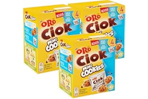 CAIYA 3X Oro Ciok Novita' Mini Cookies, Biscotti Croccanti con Gocce di Cioccolato al Latte - 4x40g [3 Confezioni]