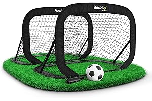 ‎RACETEX Racetex Fussballtore für Garten Kinder – 2er Set mit verstärkten Glasfaserstangen – Fußballtor Kinder inkl. Ball, Pumpe, Erdanker und Tasche zum Transportieren – Tore Fußball Kinder