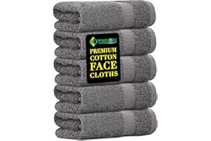 Towelogy® Cotton Face Cloths - Super Soft, Ultra Absorbent & Non Abrasive Flannel Wash Cloths - Luxuriously Plush and Large 33x33cm Face Towels for Ultimate Luxury (Grey)