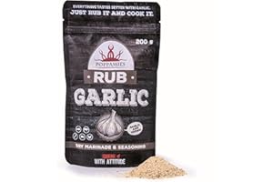 Poppamies Ail BBQ Rub - Assaisonnement BBQ 100% Naturel - Marinade Sèche & Assaisonnement Parfait pour Poulet, Poisson, Bœuf, Porc, Légumes - Idéal au Grill - Grand Format (200g)