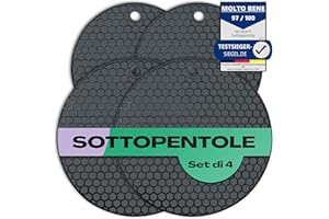 NETROX Sottopentola Silicone 4 Pezzi - resistente al calore fino a 230C° - Rispettoso dell'alimentazione - Sotto Pentola da Cucina - Proteggi Pentole - Protezione piano induzione - Tappentini - Salvapentole