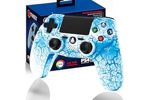 INDECA BUSINESS Mando Inalambrico PS4 Gaming Blanco LED RGB 7 Colores Compatible Con PS4 Y PC Windows Android Y iOS Vibracion Dual Joysticks Precisos Touch Pad Bateria 1000mAh Diseño Ergonomico Bluetooth Gamepad Plus