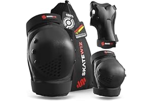 SKATEWIZ Ochraniacz na rolki dla dzieci - Sprzęt bezpieczeństwa dla dzieci - Ochraniacz na deskorolkę dla dzieci - Velo Protection - SMASHS - Dzieci Czarny