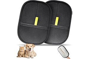 COLEESON 2 Stück Tierhaarentferner Handschuh, Antistatischer Handschuh zur Entfernung von Tierhaaren, Doppelseitige Handschuhe zur Tierpflege für Kleidung, Sofas, Teppiche, Autoinnenräume (A)