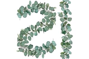 SHEPIN Pack of 2 Artificial Eucalyptus Garlands, 1.8 m Eucalyptus Decoration, Hanging Plants, Eucalyptus Leaves Garland, Wedding Decoration for Wedding, Table, Spring Garland, Flower Decoration