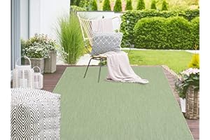 MIAS TEPPICHE Mia's Teppiche Lara - Alfombra Robusta para Exteriores, Resistente a la Intemperie y a los Rayos UV, para Balcones, terrazas e invernaderos, Tejido Plano, Verde D1, 160 x 220 cm
