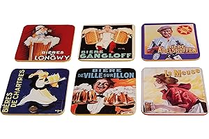 KOM AMSTERDAM French Classics Lot de 6 Dessous de Verre Motif bières de France
