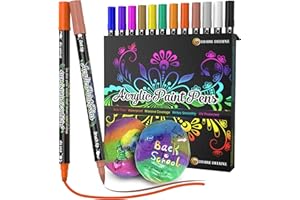 Desire Deluxe Stylos de peinture acrylique - non toxique, peinture pour pierre, céramique, verre, bois, porcelaine, cailloux, pointe ronde réversible