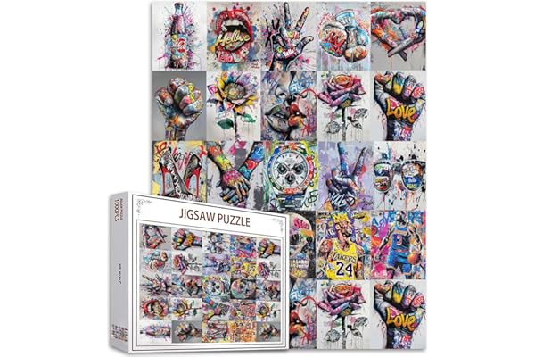 Puzzle Banksy de 1000 pièces pour adultes, street art, graffiti, coloré, DIY, divers graffitis, pour la maison, décoration murale, art, familial, parfait pour les soirées jeux, 50 x 70 cm