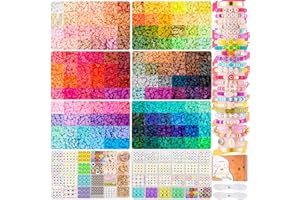 TULADUO 30000Pcs Clay Beads for Bracelet Making Kit for Teen Girls, 144 Colors Flat Preppy Beads for Friendship Bracelet Kit, 6mm Heishi Beads Jewelry Making Kit with Charms Crafts Gift for Girls Ages 8-12
