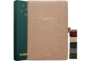 Scribble & Dot 2026 Diary Page a Day A5 Jan'26-Dec’26 | Dairy 2026 Day a Page + Monthly Overviews | Luxury Daily Diary for Busy Schedules (Mocha Mixed)