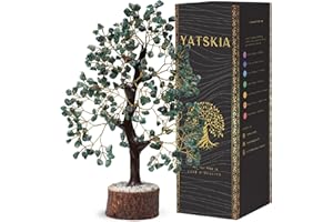 YATSKIA Green Aventurine Crystal Tree of Life, Gemstone Tree, Feng Shui Living Room Decor, Birthday Gifts for Women, Crystals and Gemstones Desk Decor, Shelf Decor, House Warming Gifts New Home