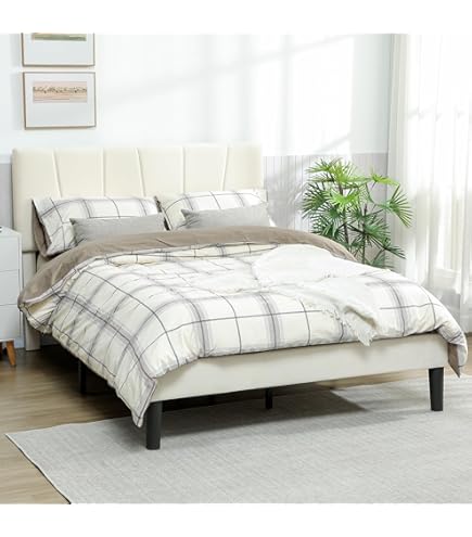 Lit Double 140x190cm Avec Tête De Lit Rembourrée - Cadre Bois, Capacité 320kg, Velours Gris - Sans Bruit