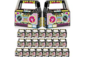 Zonon 24 Pcs 80s Party Favors Boxes 90s Novelty Boom Box Party Decoration Gift Treat Goodie Candy for Retro Radio Hip Hop Theme Table Centerpieces 4.8 x 2.4 x 5.2 Inch(New 80s)