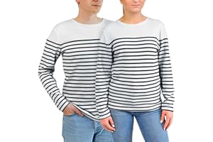 Breizh Ocean - Marinière LANESTER, Tee-Shirt rayé Manches Longues, épais en Coton Bio - Mixte, Homme ou Femme - XS au 4XL
