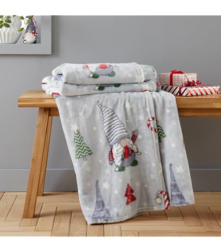 Couverture Polaire Catherine Lansfield Motif "Spring Gonks" - 130 X 170 Cm, Vert Menthe, 100% Polyester, Douce Et Chaude