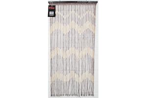 H-LINE Beaded Bamboo Wooden Door Curtain Summer Blind Fly Curtain Screen 180cm x 90cm (Thick Wave Design)