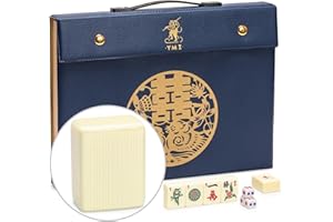 Yellow Mountain Imports Chinesisches Mahjong-Set „Bleau Fontaine“ mit 146 mittleren Spielsteinen und Blauer Vinyltasche – nur für das chinesische Spielformat geeignet [「「碧蘭楓丹」中國麻將]
