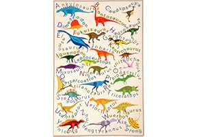 Booooom Jackson Kinder Teppich Dinosaurier 100 x 150 cm Alphabet Teppich pädagogischer Teppich für Spielzimmer Klassenzimmer Kinderzimmer Kinderzimmer