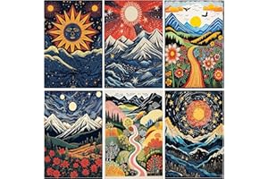 XXXCHENGJIA 6 Pack Abstract Landscape Diamond Painting Kits,DIY 5D Diamond Art Painting Kits,Crystal Gem Art Painting Kits for Adults Home Wall Decor 12x16inch
