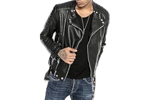 REDBRIDGE Red Bridge M6072 Veste de motard classique en cuir synthétique pour homme Coupe vintage avec ceinture