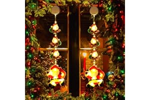 PhilzOps Luci Natale per Finestra, 2 Pezzi Interno Luce di Decorazioni Natalizie a Batteria LED Lampada da Babbo Natale Catene Luminose per Finestre Casa Porta Giardino Albero Festive, Bianco Caldo