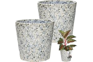 KOTARBAU® 2 x Pot De Fleurs Trapézoïdal Vintage Bleu De ⌀ 15 Cm |Pot En Céramique Bleue |Cache-Fleur En Céramique Émaillée |Pot De Fleurs En Céramique Émaillée Bleue |Pot De Fleurs Bleu |Pot Vintage