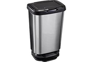 M home by Mazzei Mondex - Poubelle de Cuisine à Pédale 40L - Système Soft Closing, Fermeture Douce - Effet Carbone - Idéale Cuisine, Salle de Bain, Cellier - Fabriquée en Italie