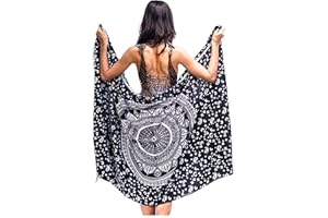 MANDALA LIFE ART Pareo Femme Plage Grande Taille Avec Des Franges Bikini Couvrir Boheme Orientale Xxl Longue Robe Jupe Tapisserie Foulard Écharpe Rayone/Cotcoton Hoome Sarong 180X110Cm