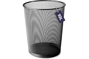 volila Papierkorb – 1 Packung (27cm x 24cm - 10L) Schwarz Papiermülleimer für Mülleimer Büro & Mülleimer Zimmer – Leichter und Langlebiger Papierkorb büro - Einfach zu Säubern Papierkorb metall