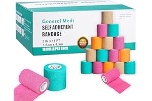 ‎GENERAL MEDI General Medi selbsthaftendes Klebeband, starkes Sport-Klebeband für Handgelenk, Knöchel, Verstauchungen und Schwellungen (7,5 cm x 4,5 m, 16 Stück)
