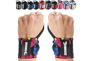 DMoose Fitness Bande Poignet Musculation - Protège Poignet, Poignet de Force, Sangle Musculation, Qualité Supérieure, Velcro Fort, Boucles de Pouces, Couture Double 18" & 12" Femmes et Hommes
