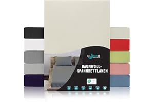 Dreamzie - Spannbettlaken 80x160cm - Baumwolle Oeko Tex Zertifiziert - Beige - 100% Jersey Spannbetttuch 80x160