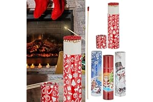 Cepewa Set di 4 fiammiferi per camino, lunghezza 20 cm, 4 motivi da 75 pezzi | Scatola in legno di fiammiferi natalizi