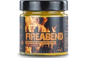‎APROPOSGESCHENK FIREABEND - Honig Senf mit Curry & Chili 100% handmade (170 ml) - ideal zum Grillen oder für den Hot Dog