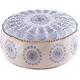 Mandala Life ART Décoratif Coussin de Sol - Rembourrage Non Inclus 60x20cm Ronde Coton - Boho Chic Indien Pouf Tabouret Décor