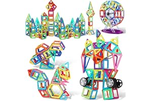COOLJOY Magnetische Bausteine | Magnet Spielzeug Kinder für Jungen und Mädchen ab 3 4 5 6 7 8 Jahren | Magnetbausteine Magnet Auto Spielzeug 117PCS für Weihnachten Geburtstags Geschenk