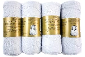 MORILLAS ▷ Pack de Zepelines de Algodón perlé 100% egipcio mercerizado para DIY y tejer a mano labores de ganchillo o punto con un acabado elegante. (4 unidades Perlé N5, Blanco)