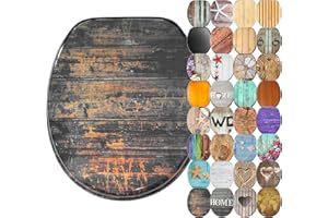 Sanilo Abattant WC avec frein de chute, Grande sélection de lunettes de toilette en bois, Finition de haute qualité (Vintage)