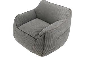 bananair - Pouf Poltrona per Salotto e Camera - Tessuto in Velluto a Coste Morbido ed Elegante - Poltrona Sacco Generosamente Imbottito, Ideale per un Ambiente Accogliente (Grigio Scuro)