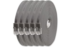 1aTTack.de Kabel sieciowy Gigabit RJ45 Cat 6 Ethernet Cat6, płaski 2 m, kompatybilny z Cat5, Cat5, Cat5e, Cat7, Cat8, 5 szt