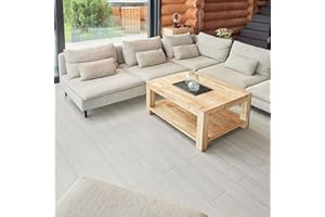 NOVECRAFTO Self Adhesive Floor Planks - 7 Planks Pack Covering 10.47 sq ft / 0.97sqm | Each Stick On Tile Plank Measures 5.9x35.9in (91.4x15.2cm) | Peel and Stick Vinyl Flooring | Lactik-White Wood Effect