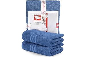 ‎DECOHOMETEXTIL HEIMTEXTILMANUFAKTUR DecoHomeTextil Handtuch-Set 2 Handtücher 50 x 100 cm in Blau aus 100% Baumwolle, hochwertig, kuschelweich und saugstark