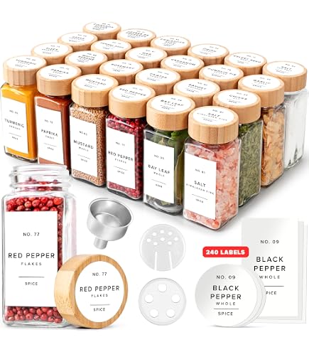 FUGLUS - Lot De 6 Pots à épices Vides 100 Ml - Transparents, Avec Couvercle Shaker - Pour Cuisine, Tiroir Ou Pique-nique | Sans BPA