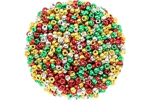 UPINS Weihnachts Pony Perlen, 1200 Stück Bastelperlen Kunststoffperlen Rot Grün Silber Gold für Schmuckherstellung Freundschaftsarmbänder Basteln