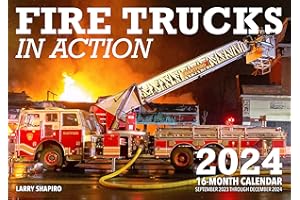 Fire Trucks in Action 2024: 16-Month Calendar: September 2023 to December 2024